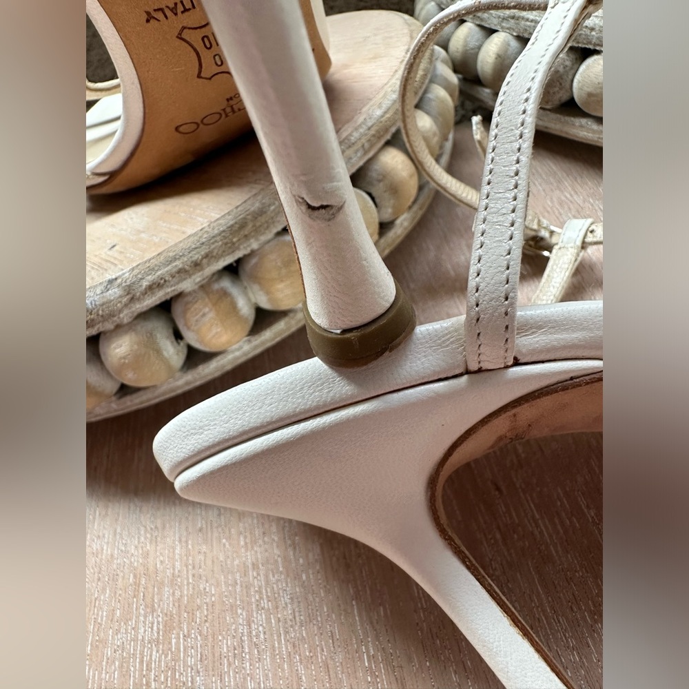 Jimmy Choo Strappy Bramley Heels ✨ White Leather ✨ Size 36/US 5.5/6 - Picture 8 of 9
